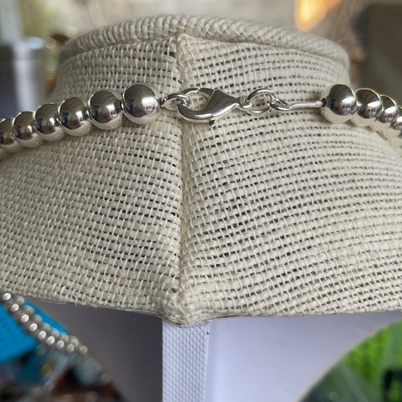 925 Sterling Silver Simple Bead Necklace 8 mm - Picture 13 of 14